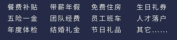 美迪西员工福利：餐费补贴、五险一金、年度体检、带薪年假、团队经费、结婚礼金、免费住房、员工班车、节日礼品、生日礼券、人才落户、其它……